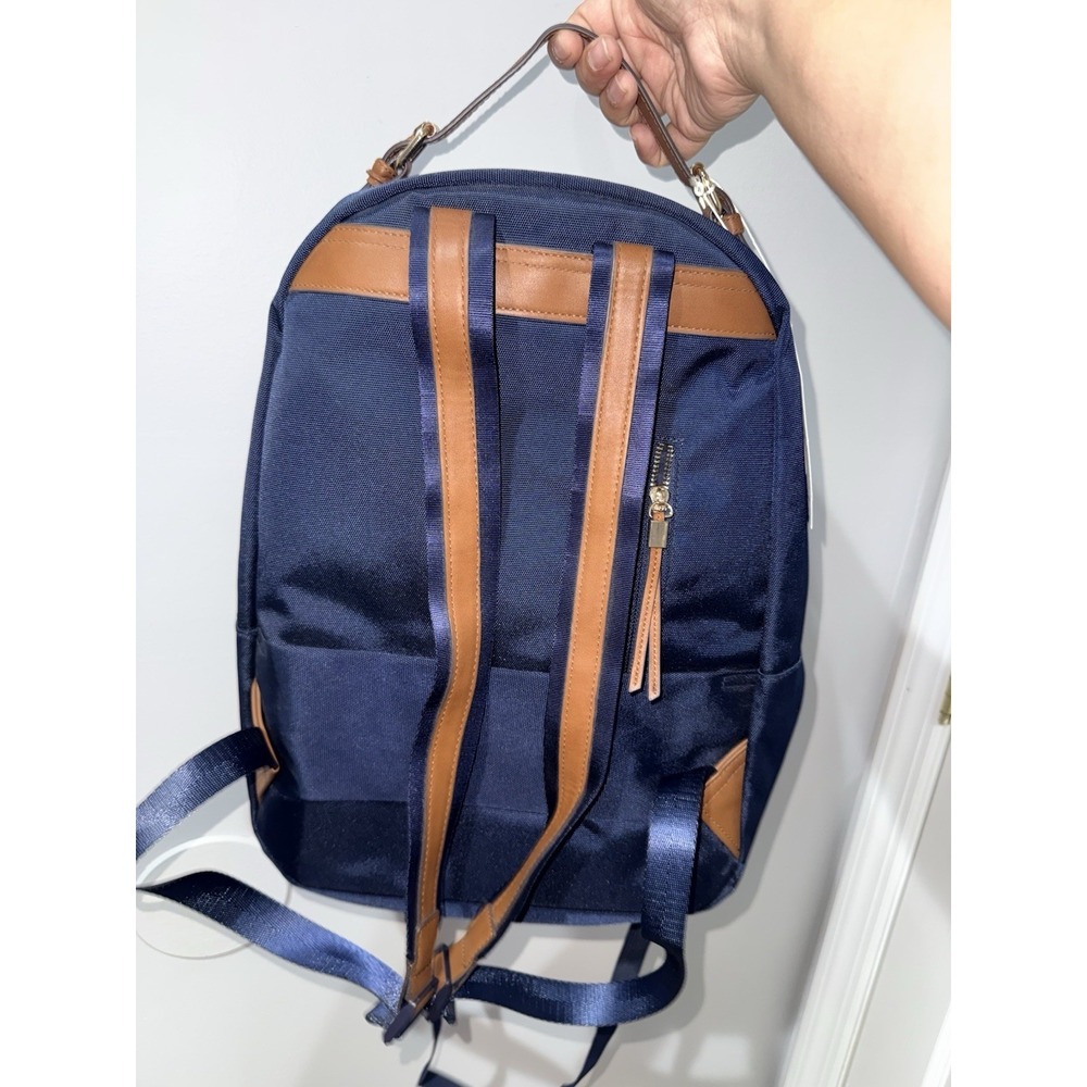 TOMMY BAHAMA Travel Laptop Backpack Crossbody Bag Navy Faux Leather Trim‎ H - Picture 6 of 8